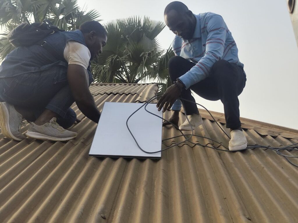 Starlink dish installation at Bayan Loco Community Connectivity Hub, Kaduna State